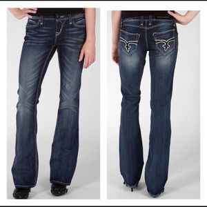 Rock Revival Charlotte Rhinestone Sequin Easy Bootcut Jeans 27 x 33.5
